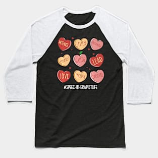 Retro Hearts Speech Therapist Life Funny Valentines Day Premium Baseball T-Shirt